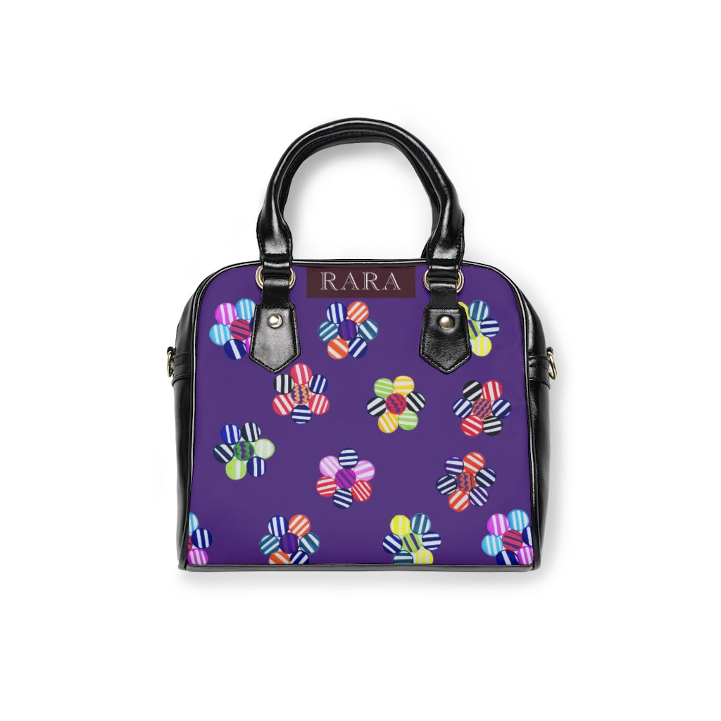 purple multi colour candy florals handbag