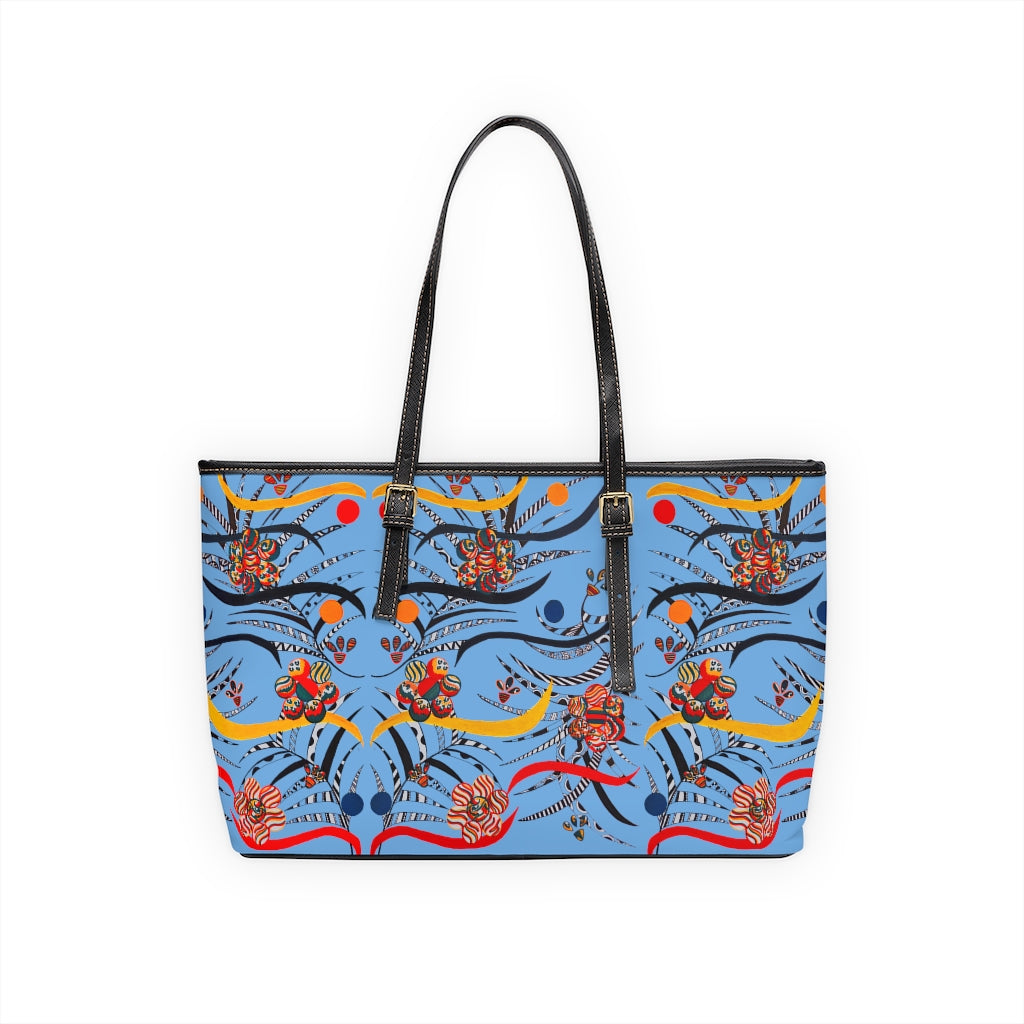 Sky Blue Wilderness PU Leather Shoulder Bag