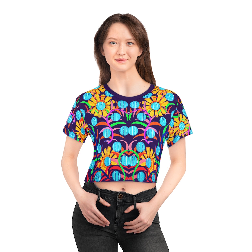 violet sunflower crop t-shirt