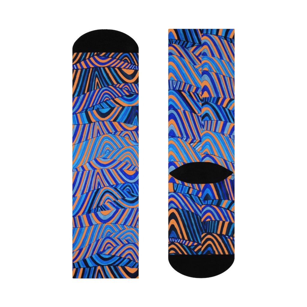 Peach psychedelic print unisex socks