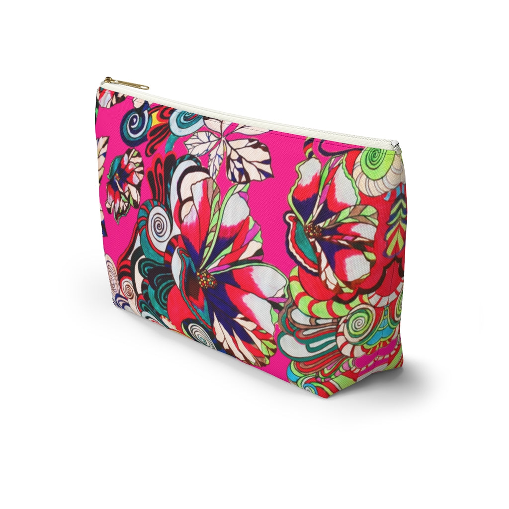 Floral Pop Hot Pink Accessory Pouch