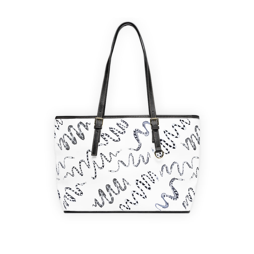 white snake print handbag