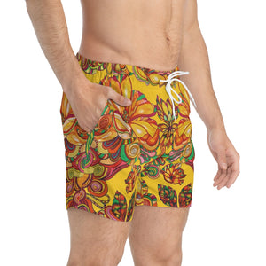 Floral Men's Yellow Swimming Trunks