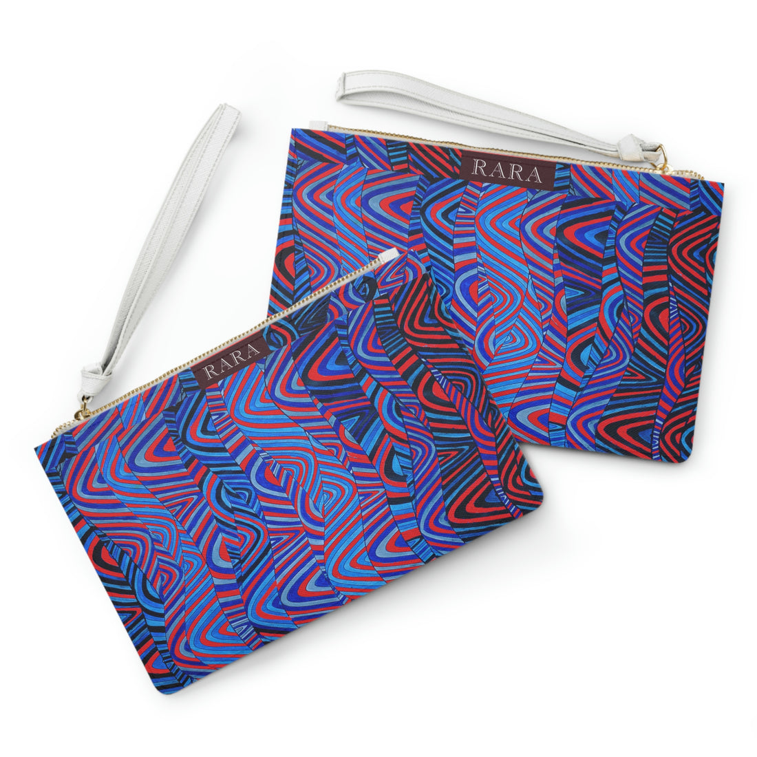 red sonic waves print clutch bag