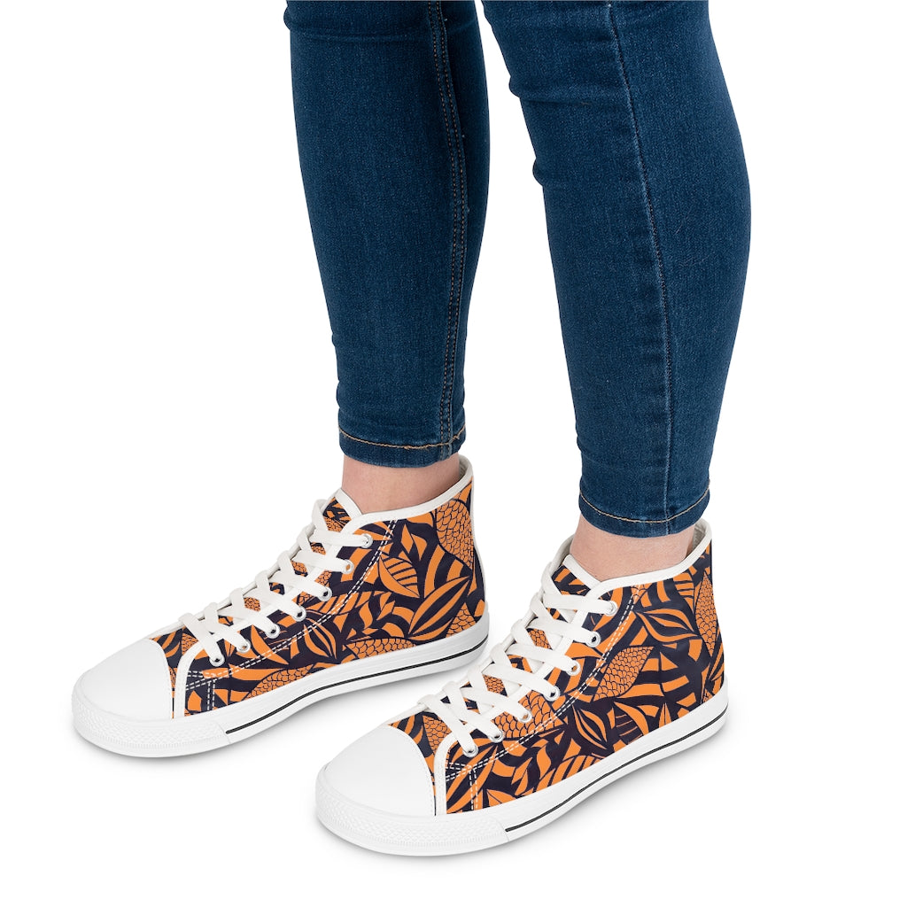 Peach Tropical Minimalist Women's High Top Sneakers