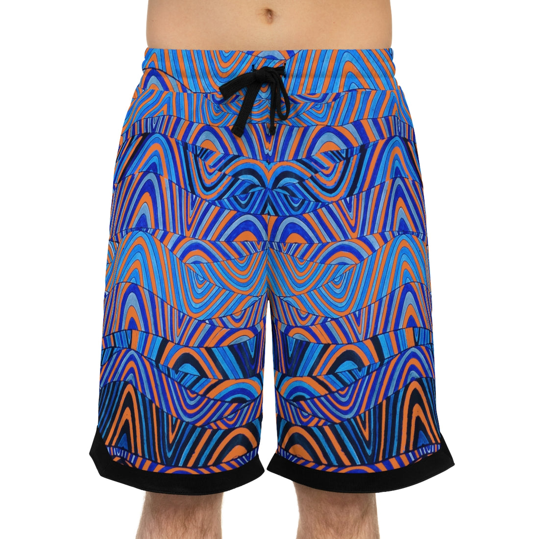 peach sonic waves print basketball shorts