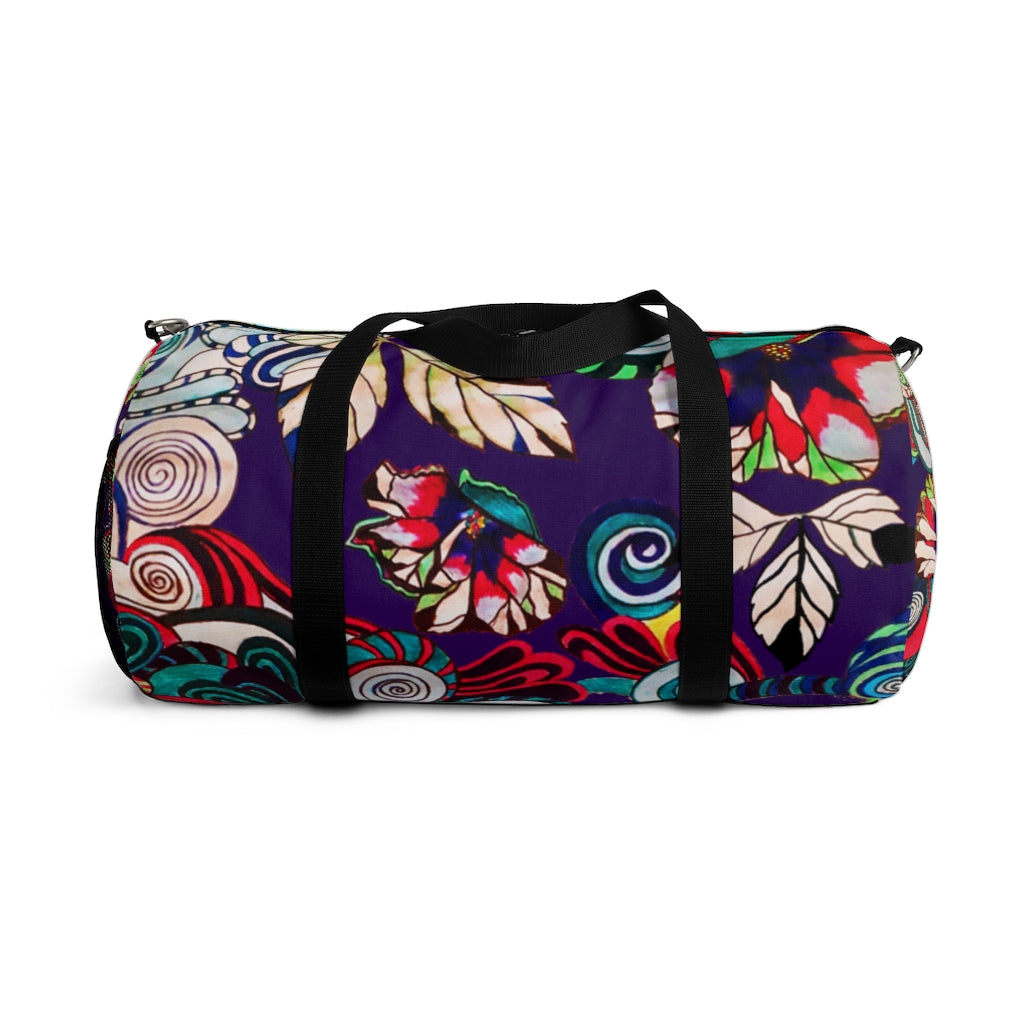 Artsy Floral Pop Violet Duffel Bag