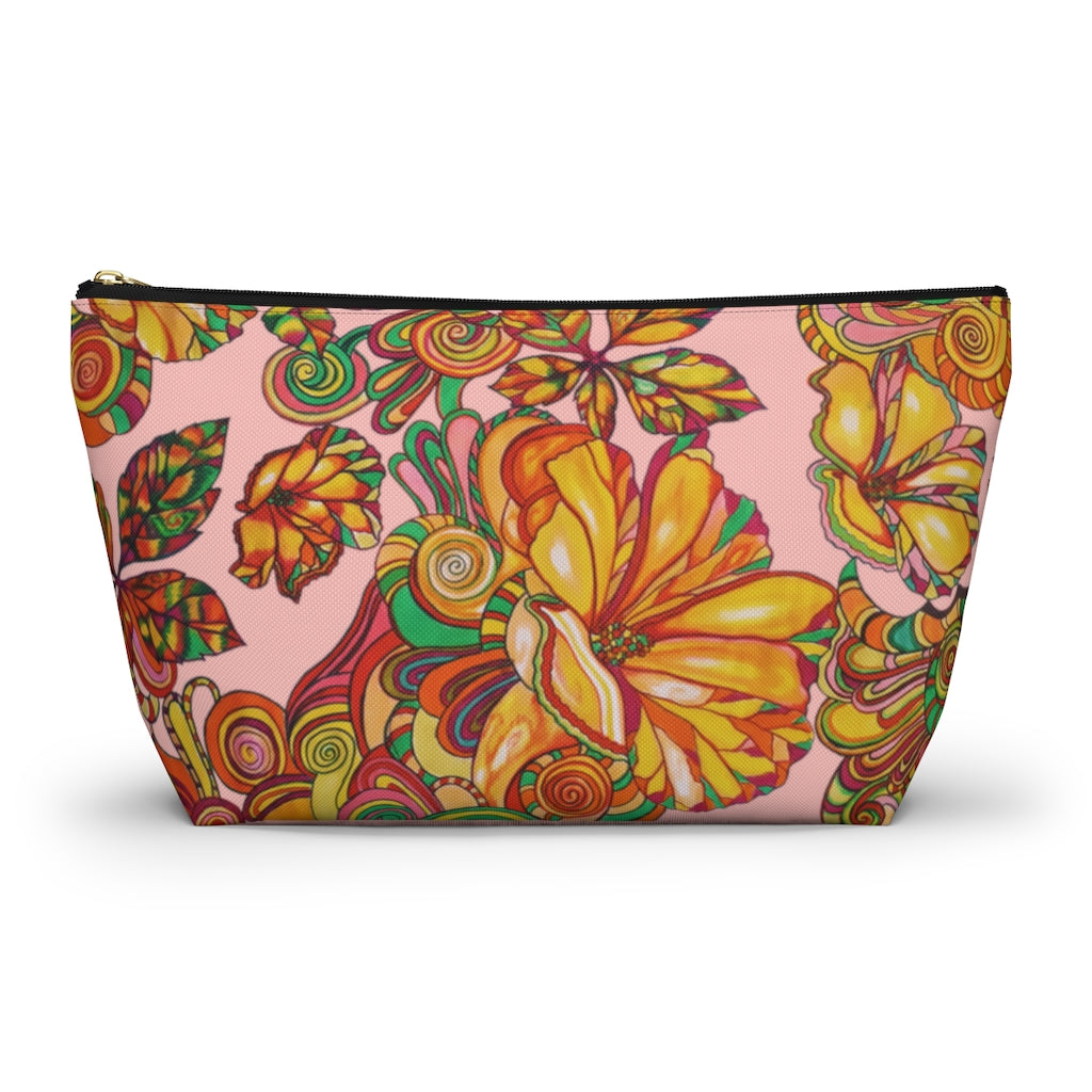 Blush Artsy Floral Accessory Pouch