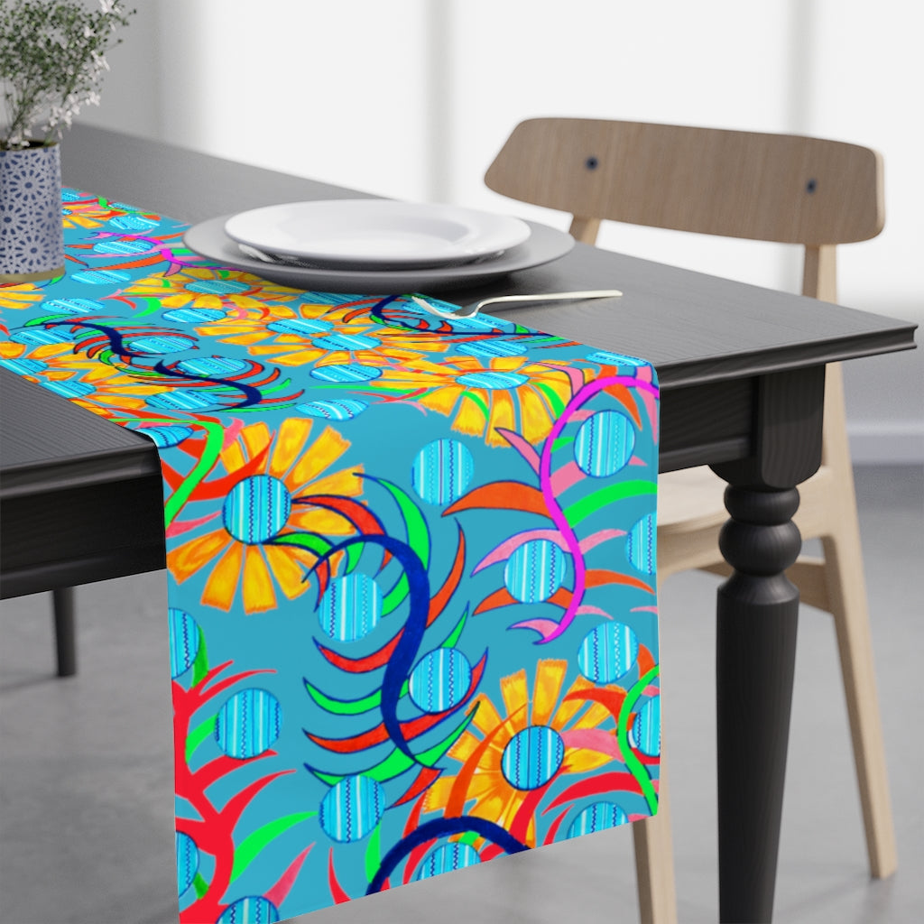 Sunflower Aqua Table Runner