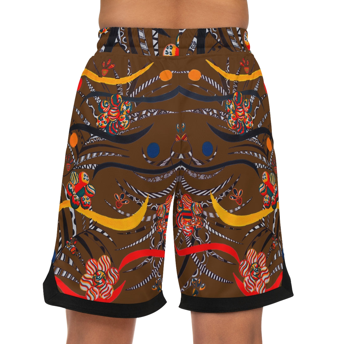 Brown Wilderness Basketball Rib Shorts (AOP)