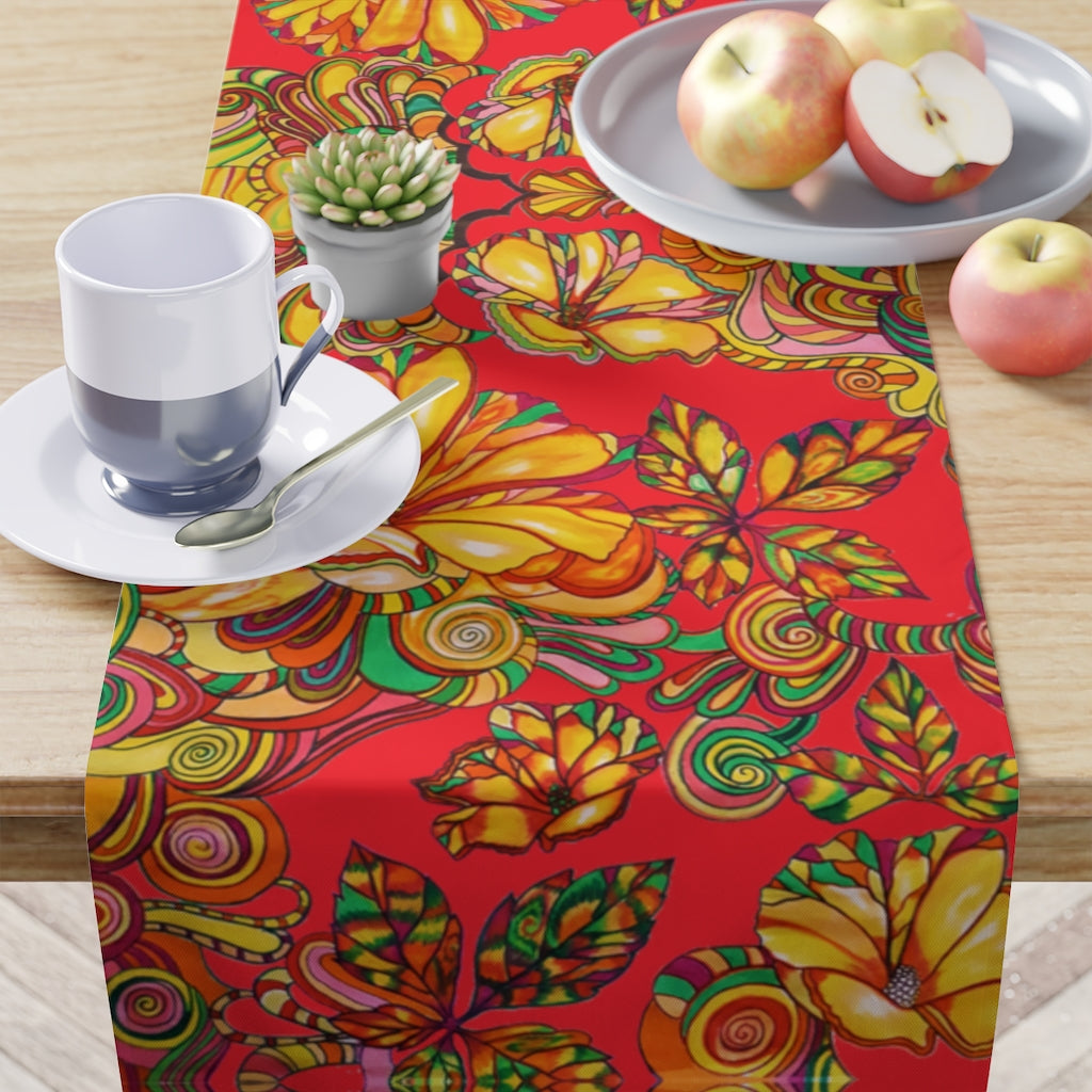 Artsy Floral Red Table Runner