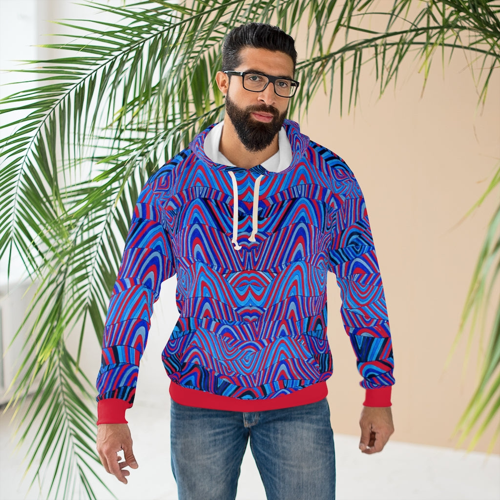  & blue psychedelic print unisex pullover hoodie