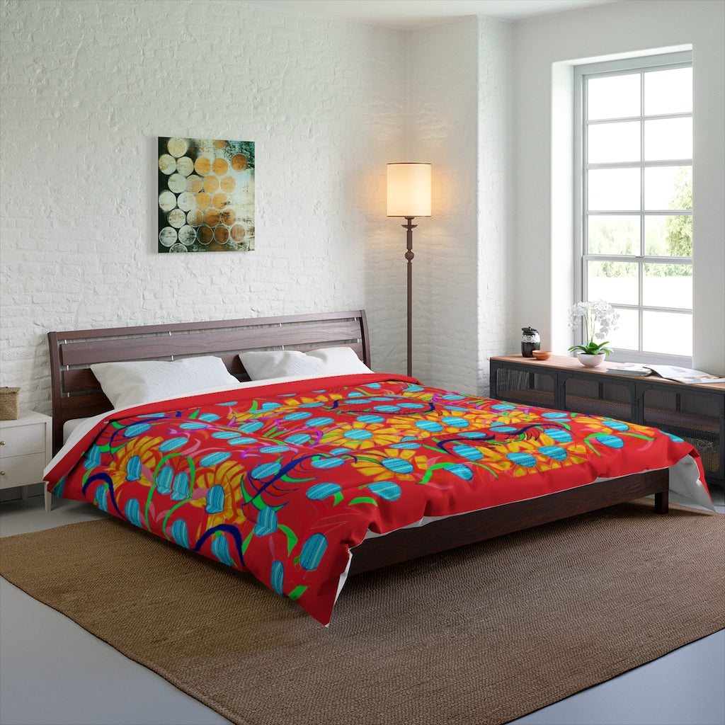 Sunflower Bloom Red Comforter