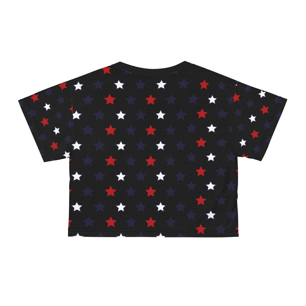 black star printed crop t-shirt for women