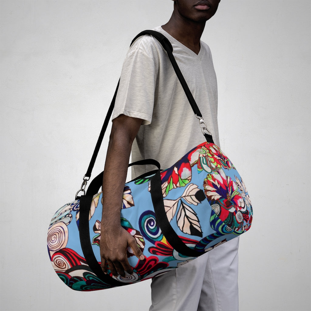 Artsy Floral Pop Sky Duffel Bag