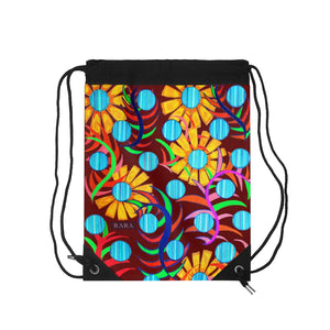 Sunflower Maroon Drawstring Bag