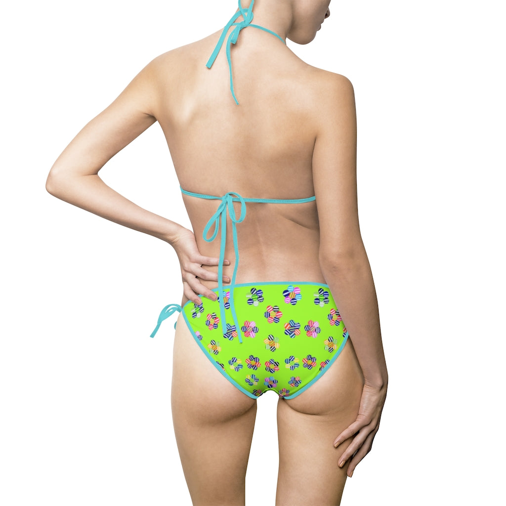 Lime Green Candy Florals Bikini