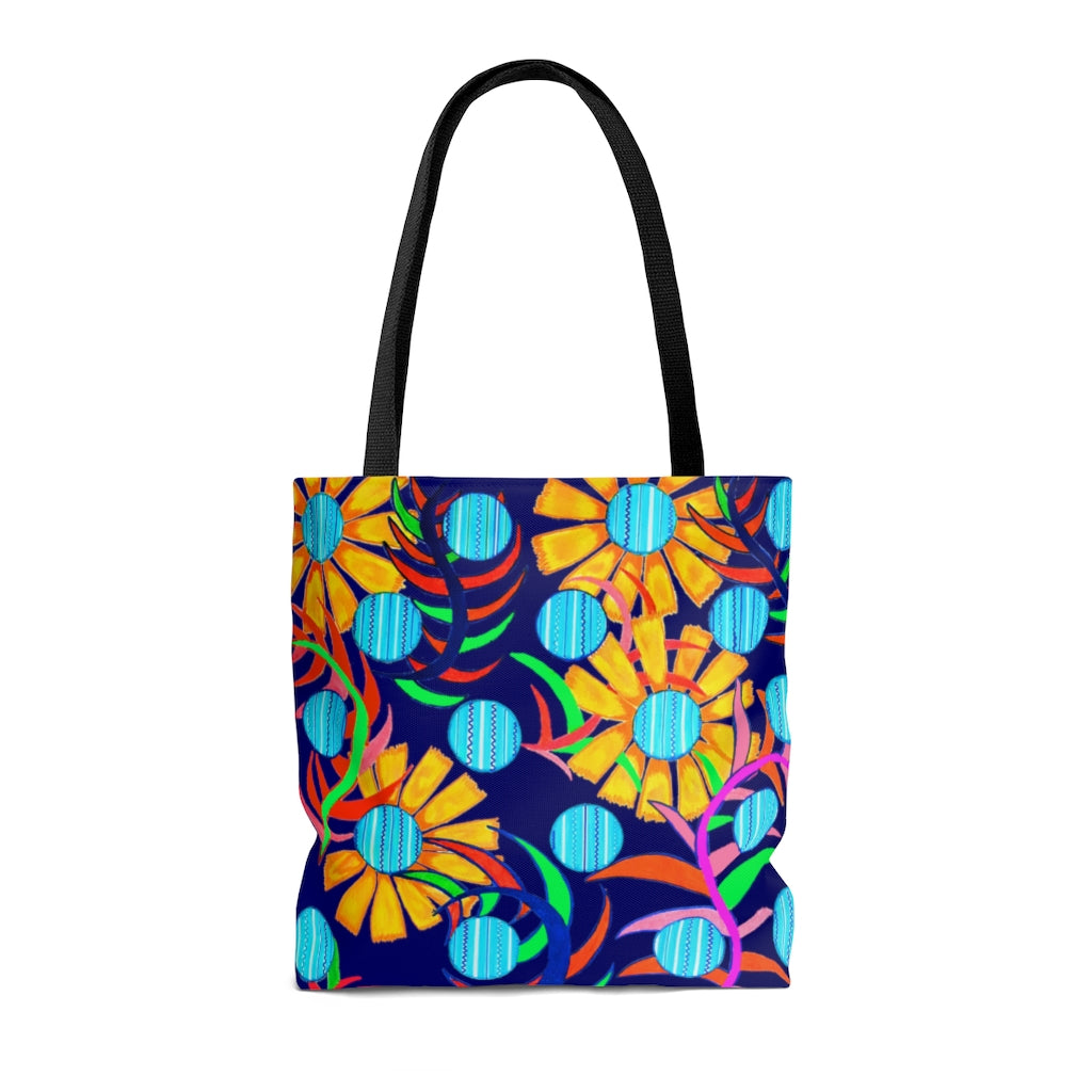 AOP The Sunflower Ink Blue Tote Bag