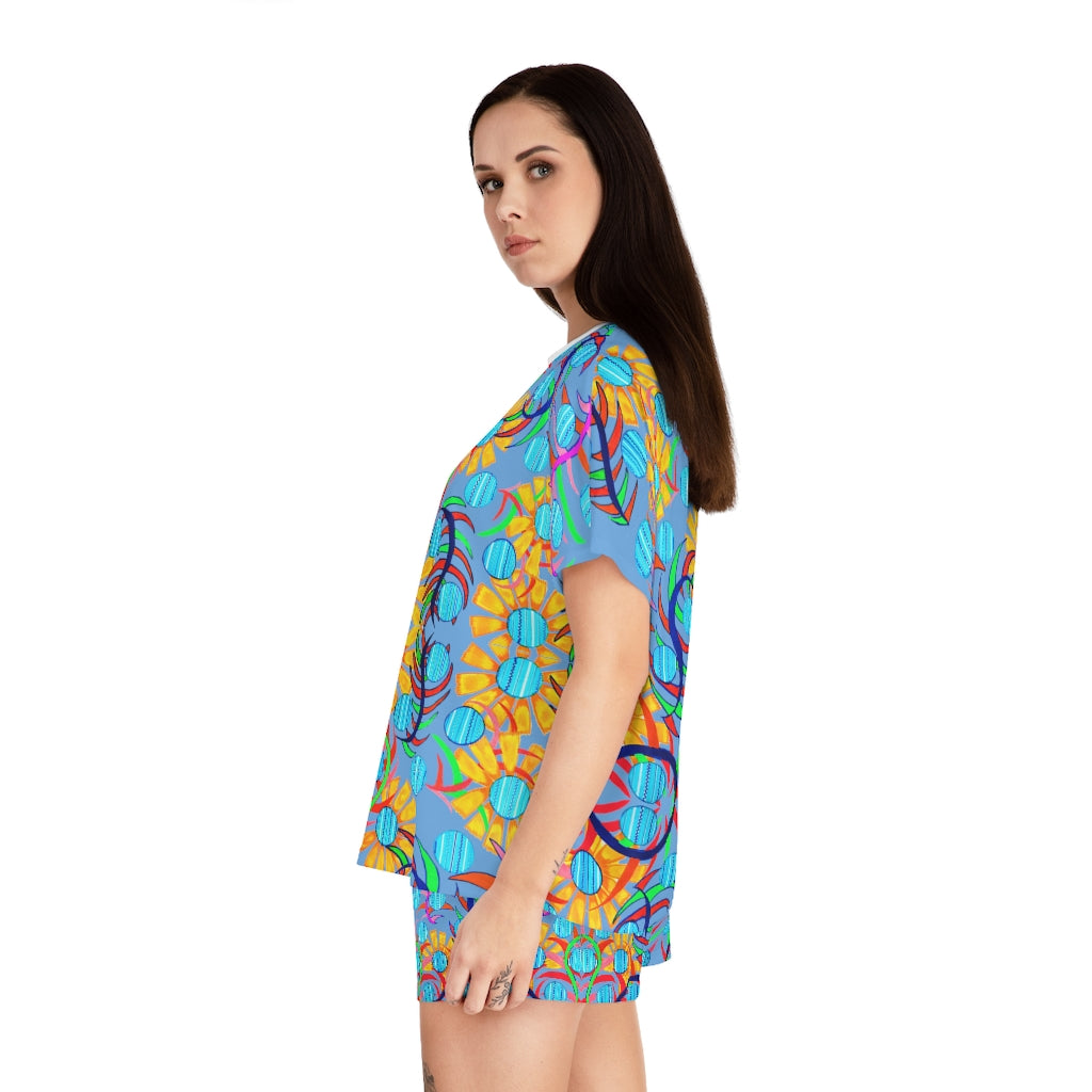 Sky Sunflower Short Pajama Set (AOP)