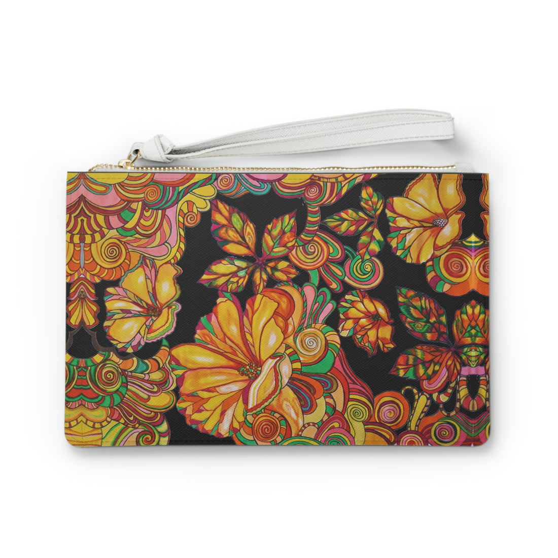 black floral print clutch bag