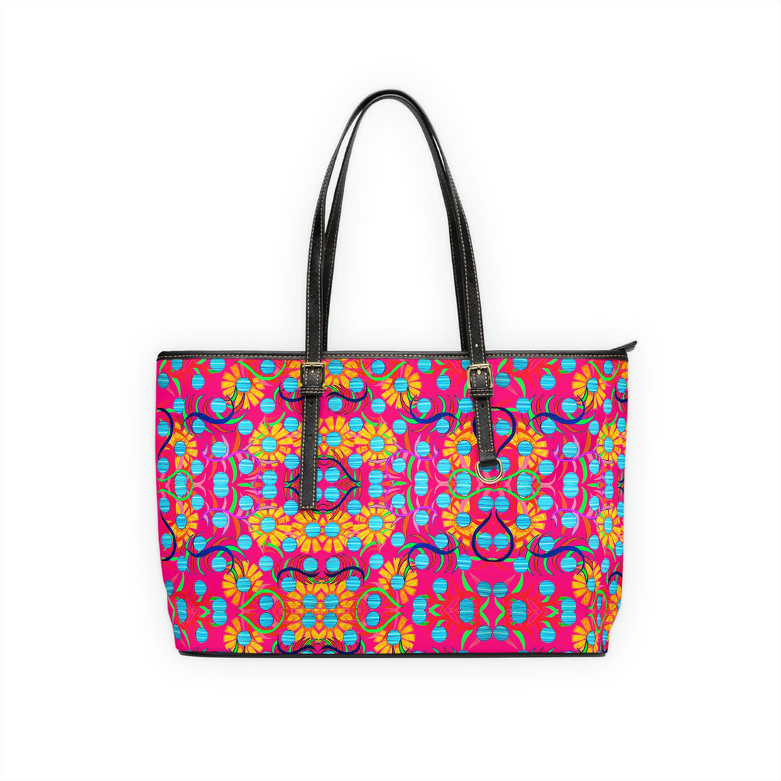 Hot Pink Sunflower PU Leather Shoulder Bag