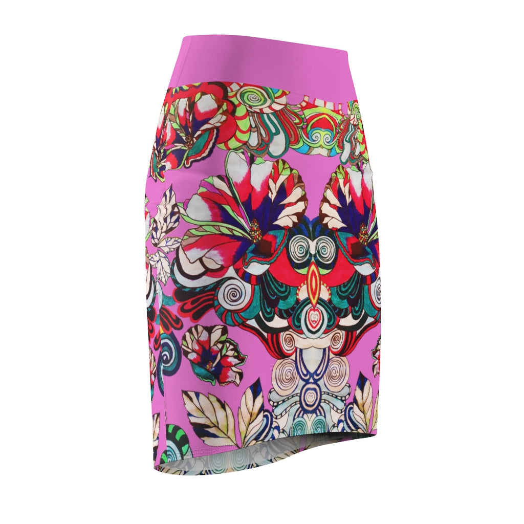 Floral Pop Rose Pencil Skirt