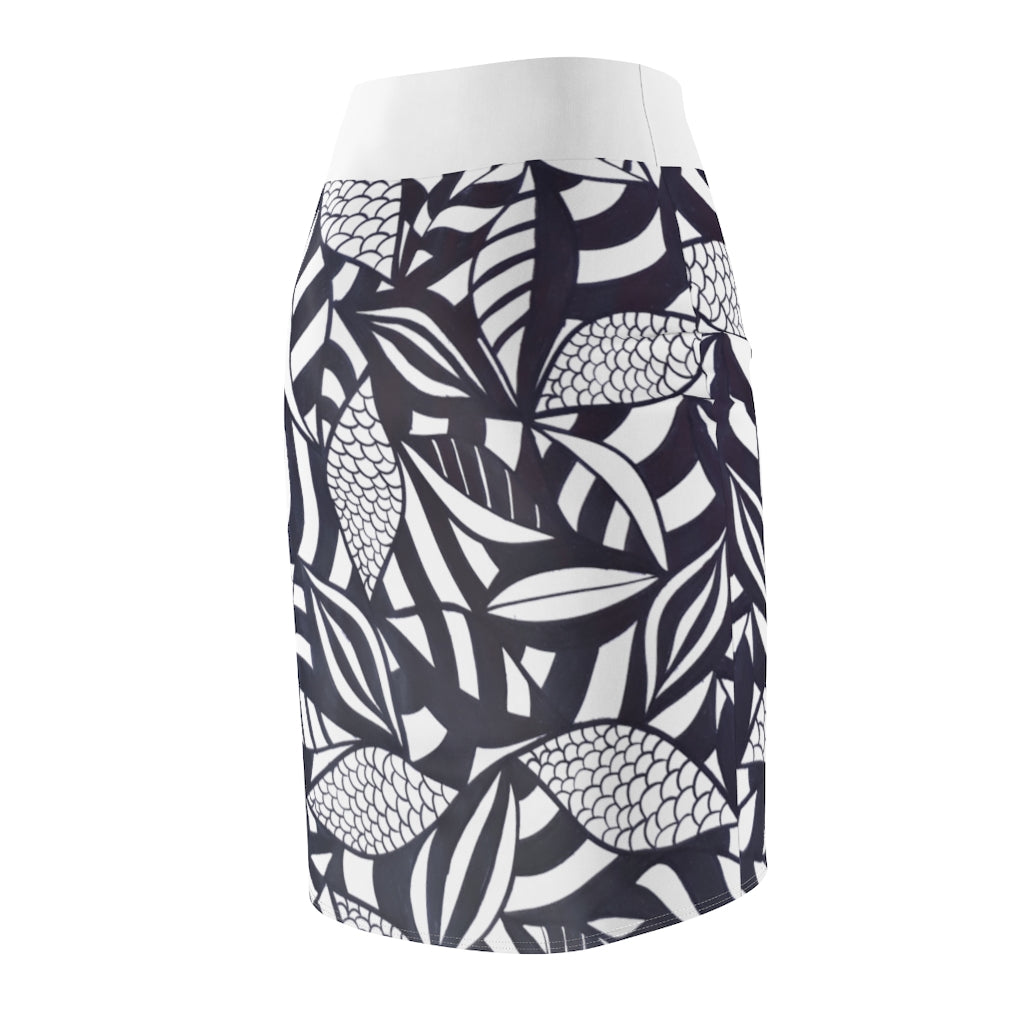 Tropical Minimalist Pencil Skirt