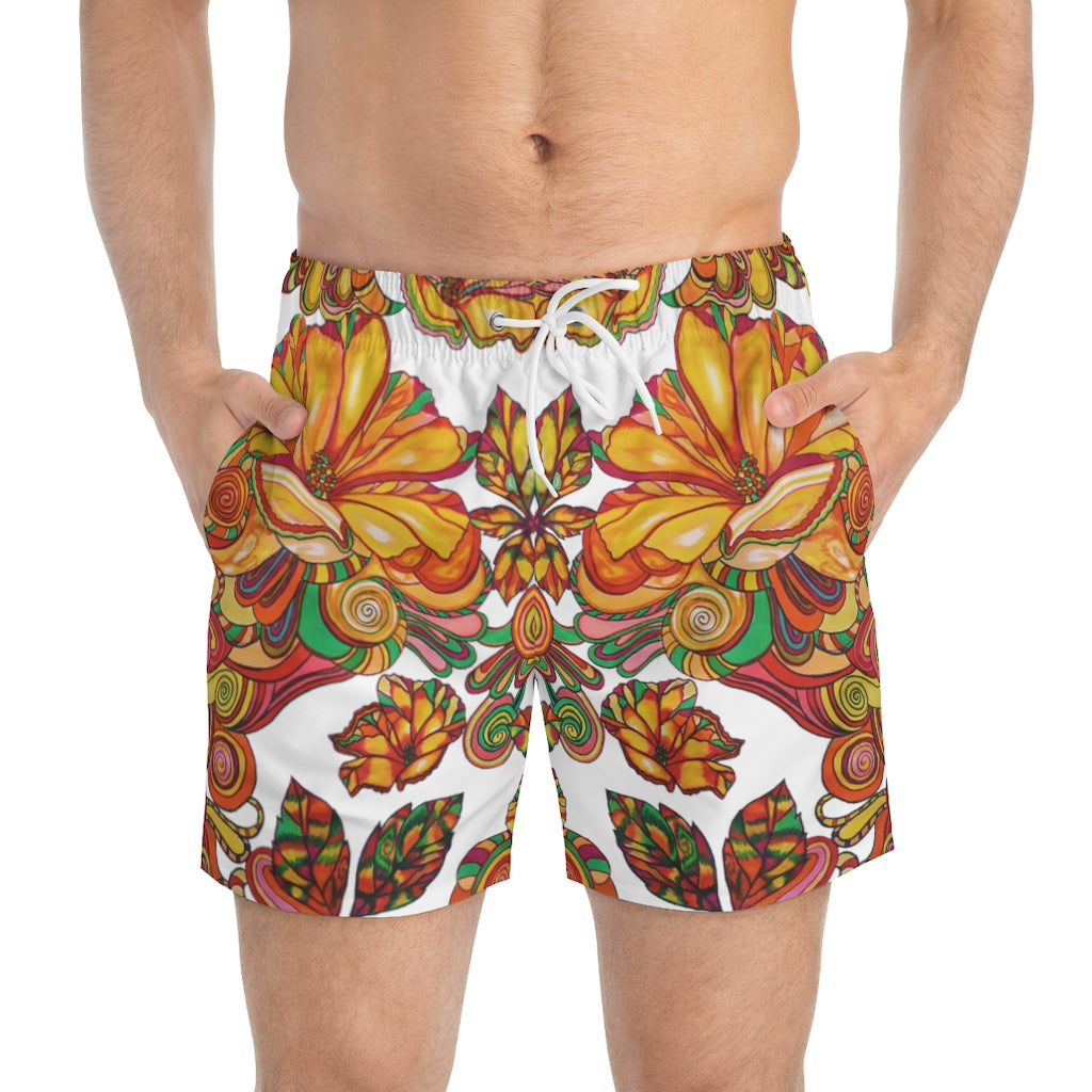 Artsy Floral Men's Swimming Trunks