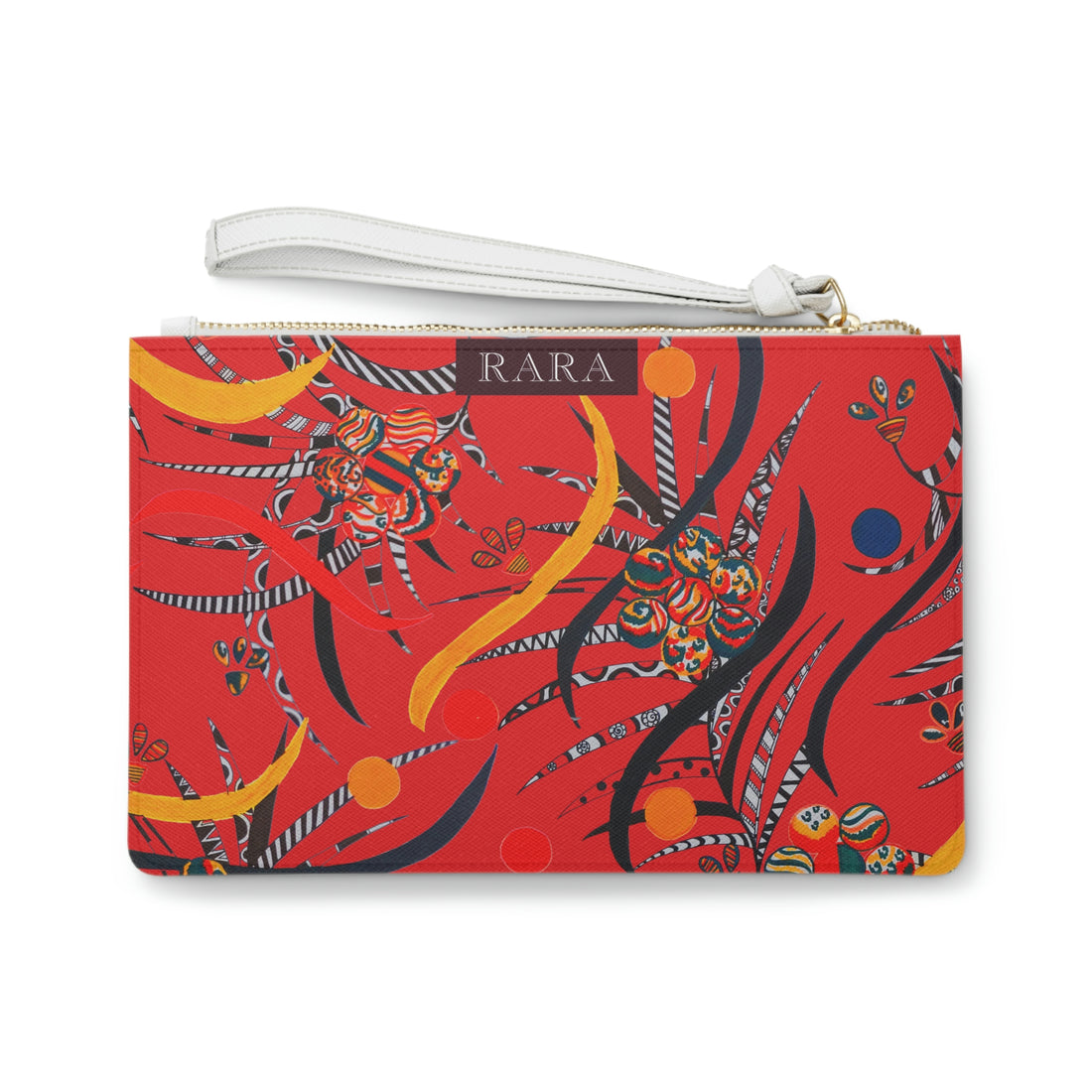 red floral & animal print clutch bag