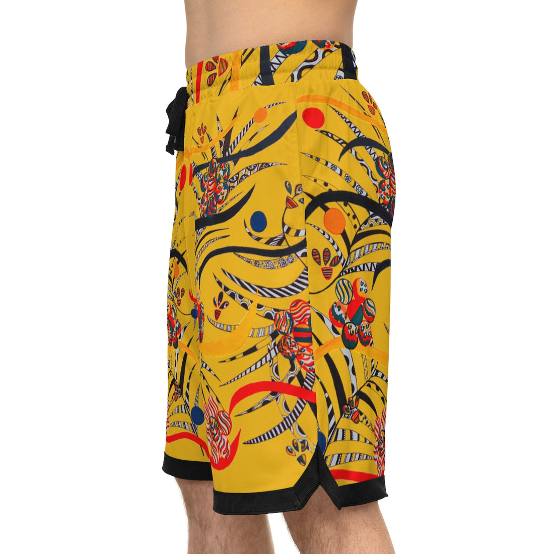 Yellow Wilderness Basketball Rib Shorts (AOP)