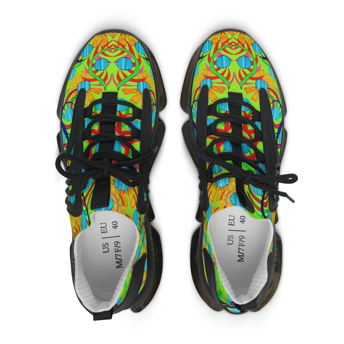 Lime Sunflower Printed OTT Women's Mesh Knit Sneakers