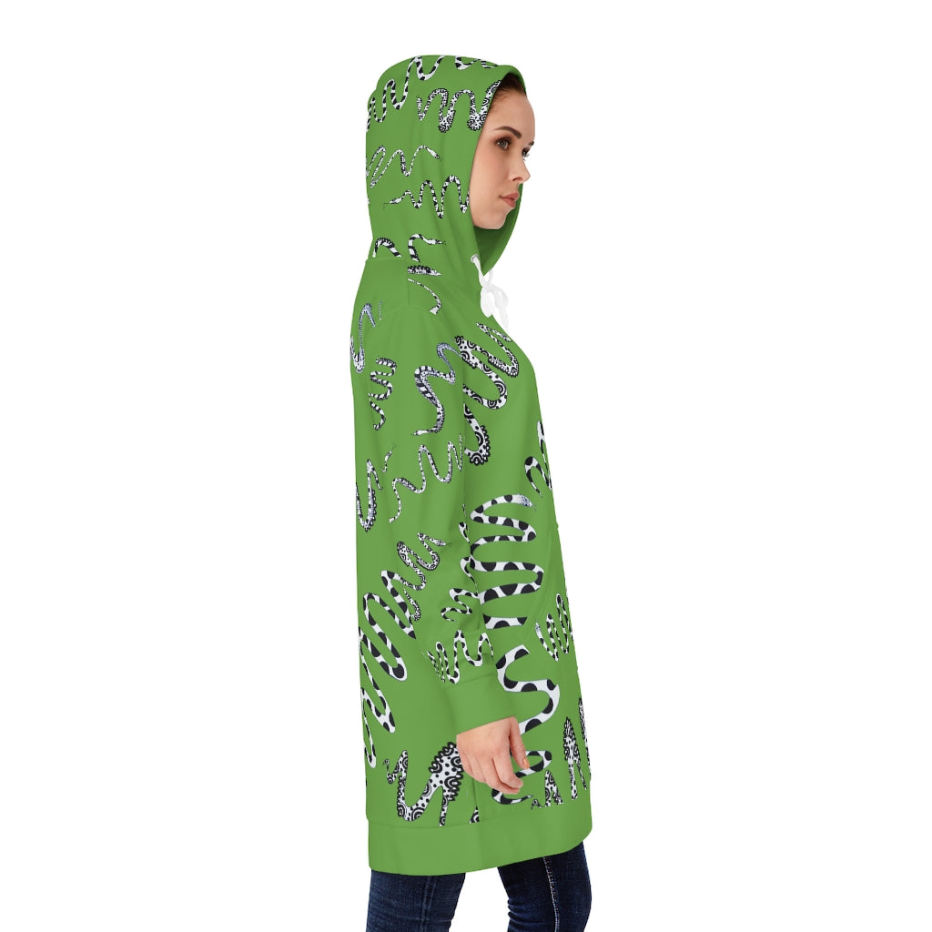 Olive Snake Print Hoodie Dress