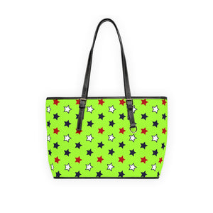 lime green star print handbag