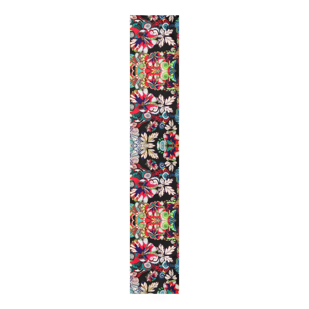 Artsy Floral Pop Black Table Runner