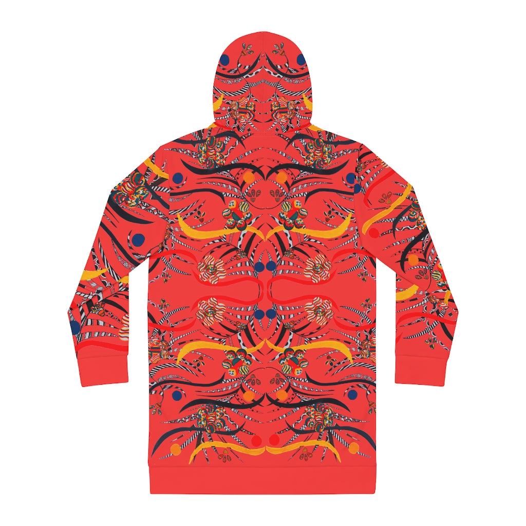 vermillion animal & floral print hoodie dress 