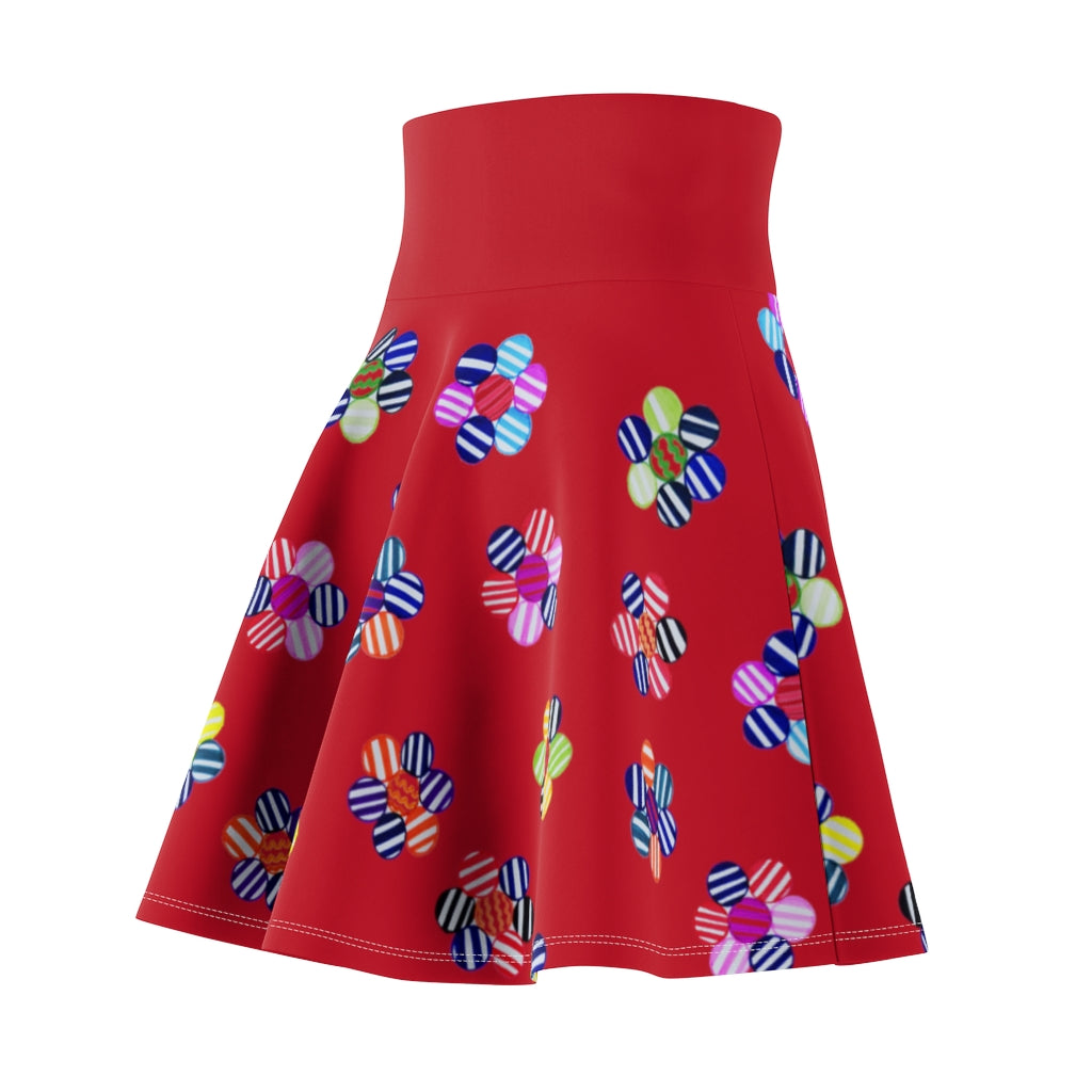 Rouge Red Candy Florals Skater Skirt