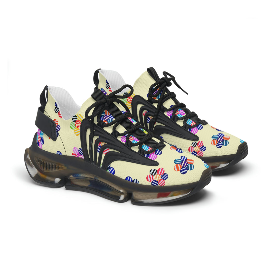 Cream Candy Floral Printed OTT Women's Mesh Knit Sneakers