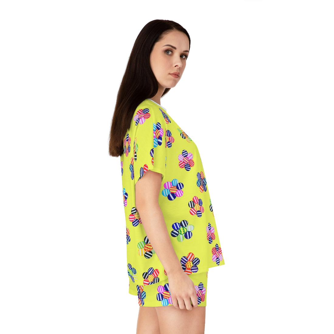 Canary Candy Floral Short Pajama Set (AOP)