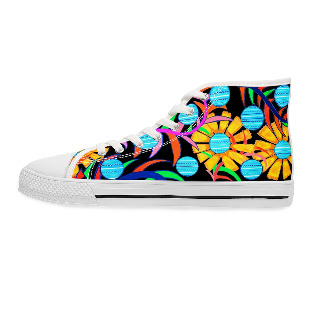 Black Sunflower Women's High Top Sneakers