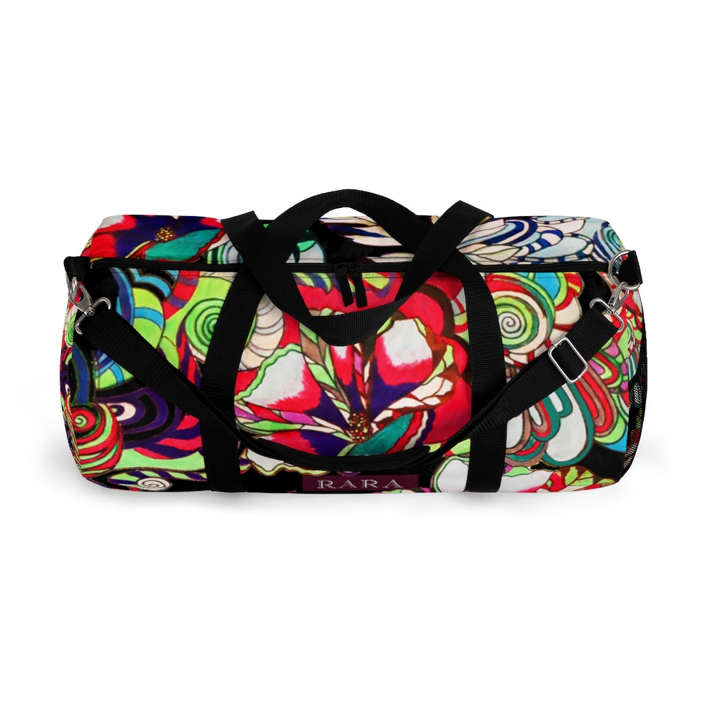 Artsy Floral Pop Black Duffel Bag