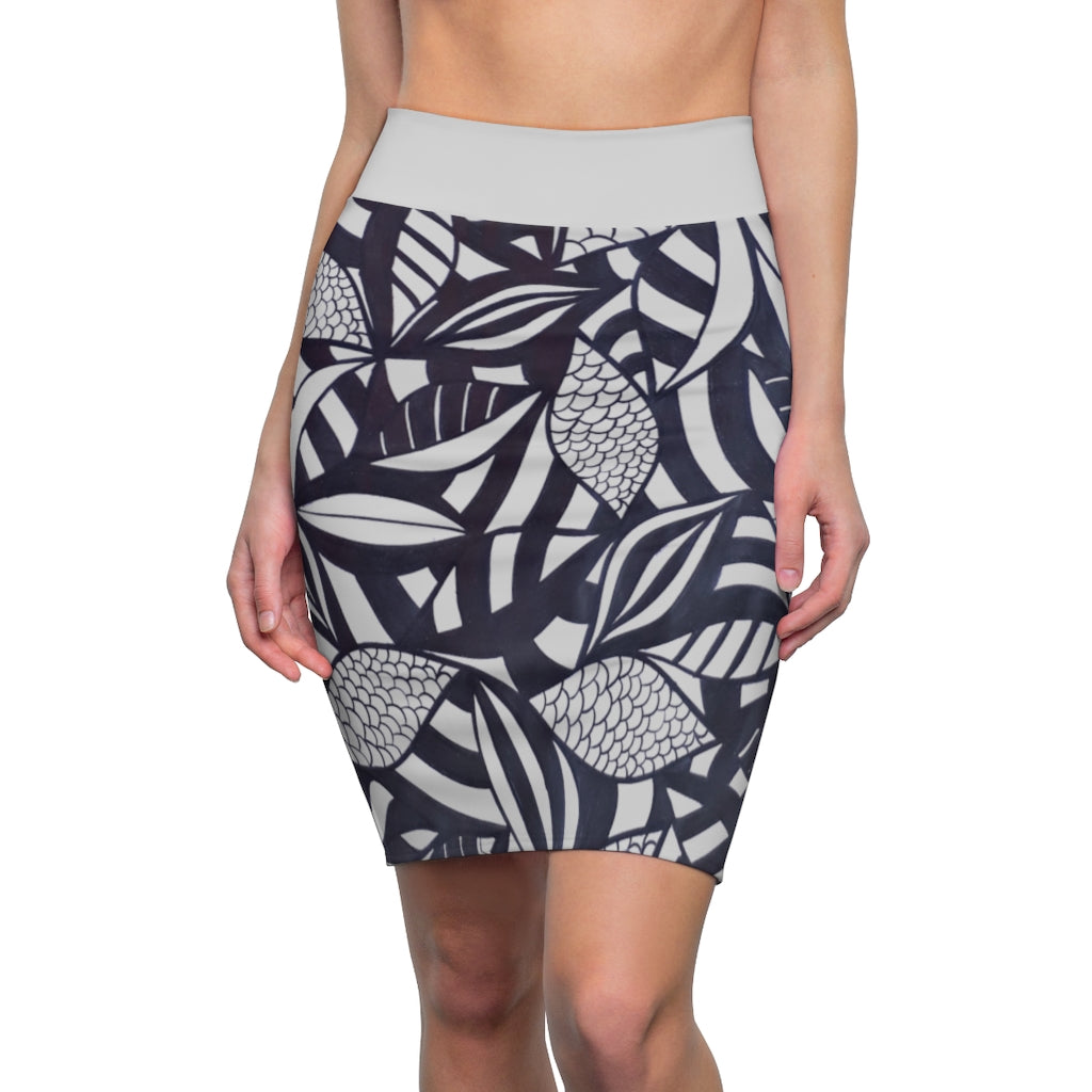 Tropical Minimalist Slate Pencil Skirt