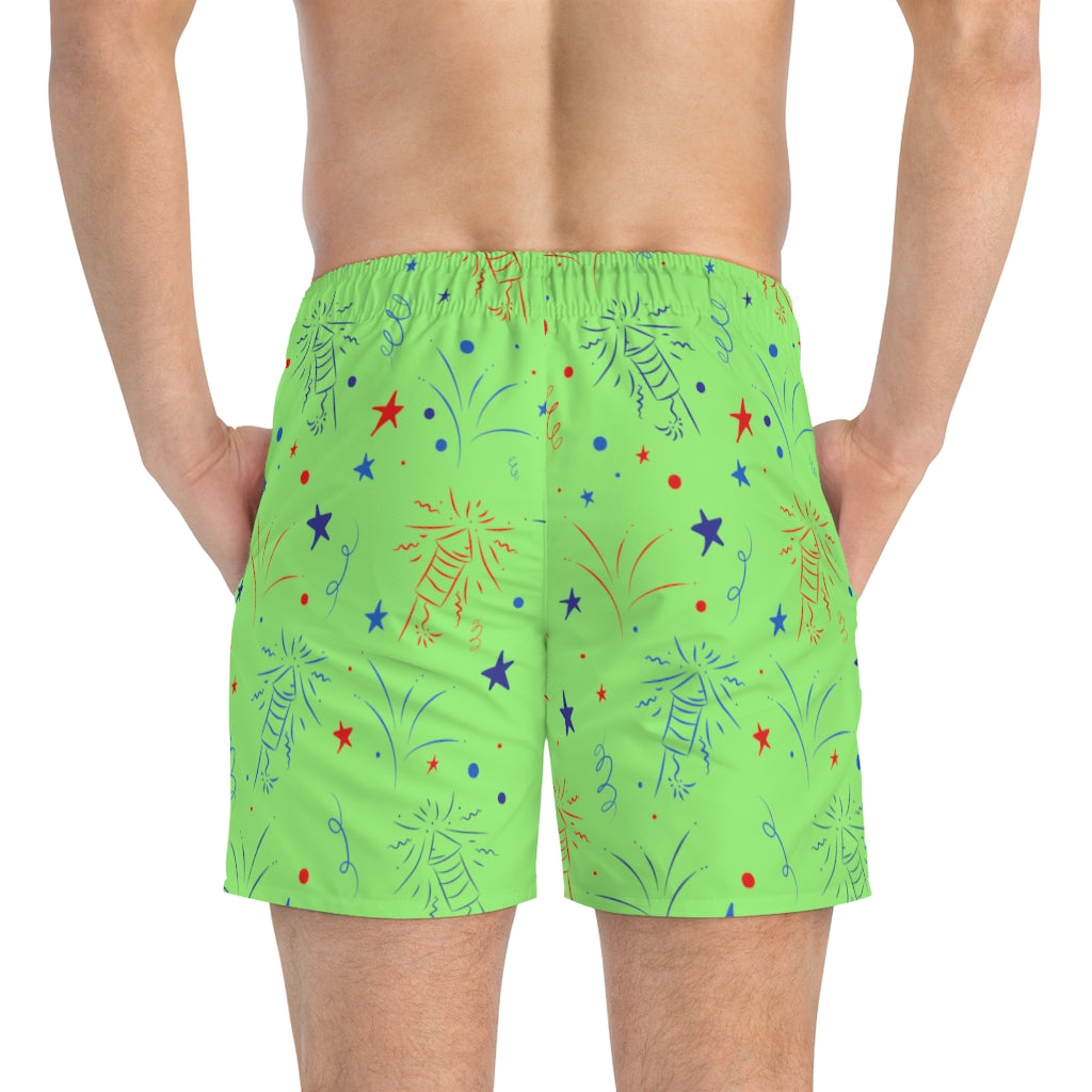 Men's Firecracker Fresh Green Swimming Trunks