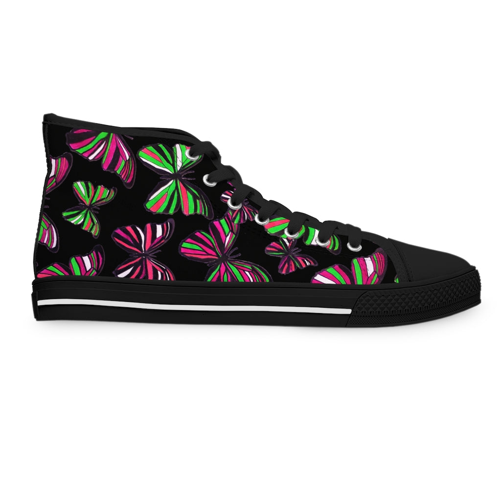 Black Butterflies Women's High Top Sneakers