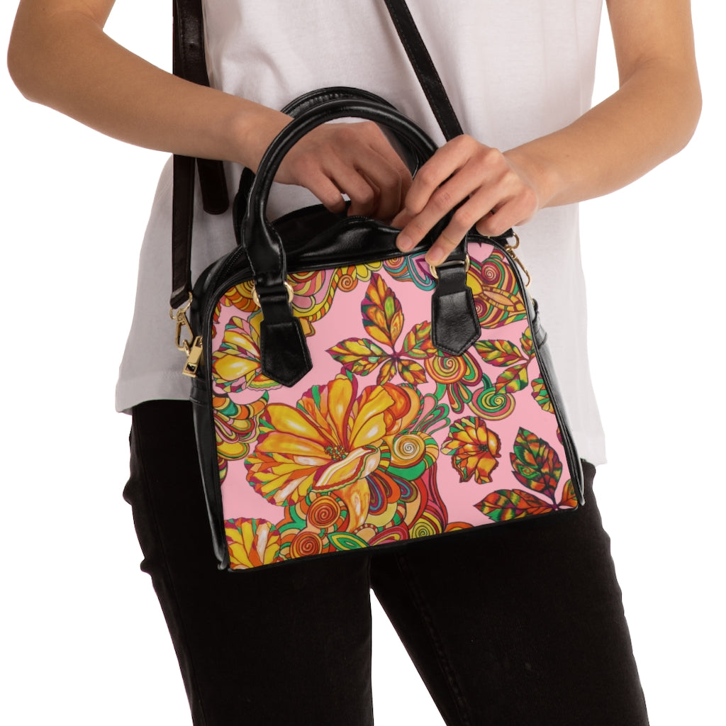 blush floral print handbag