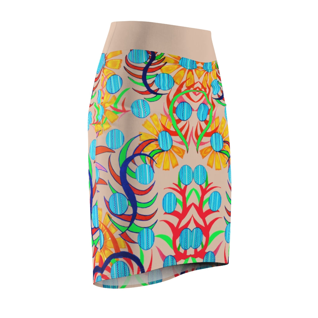 Sunflower Nude Pencil Skirt