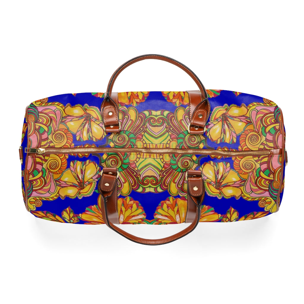 Cobalt Artsy Floral Waterproof AOP Travel Bag