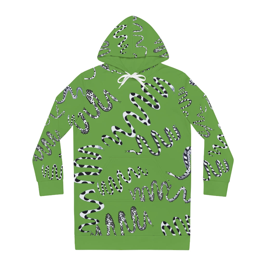 olive snake print hoodie dress 