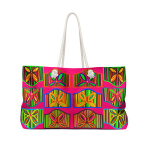 Hot Pink Deco Print Weekender Tote Bag
