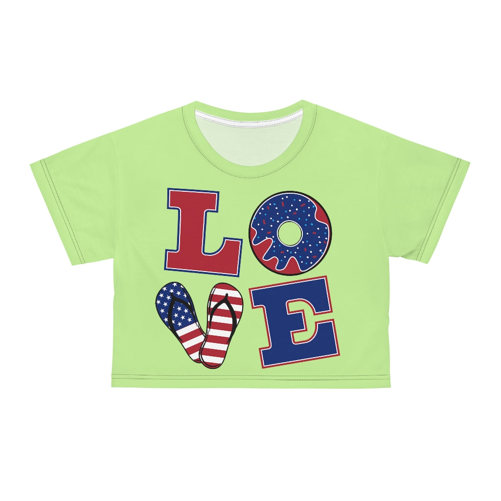 Lime Love AOP Crop Tee