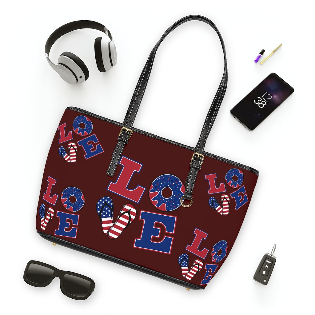 marsala love america print tote
